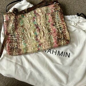 Brahmin Katie Amethyst Melbourne croc-embossed leather crossbody bag